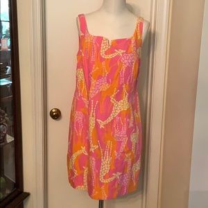 Lilly Pulitzer pink dress with giraffes